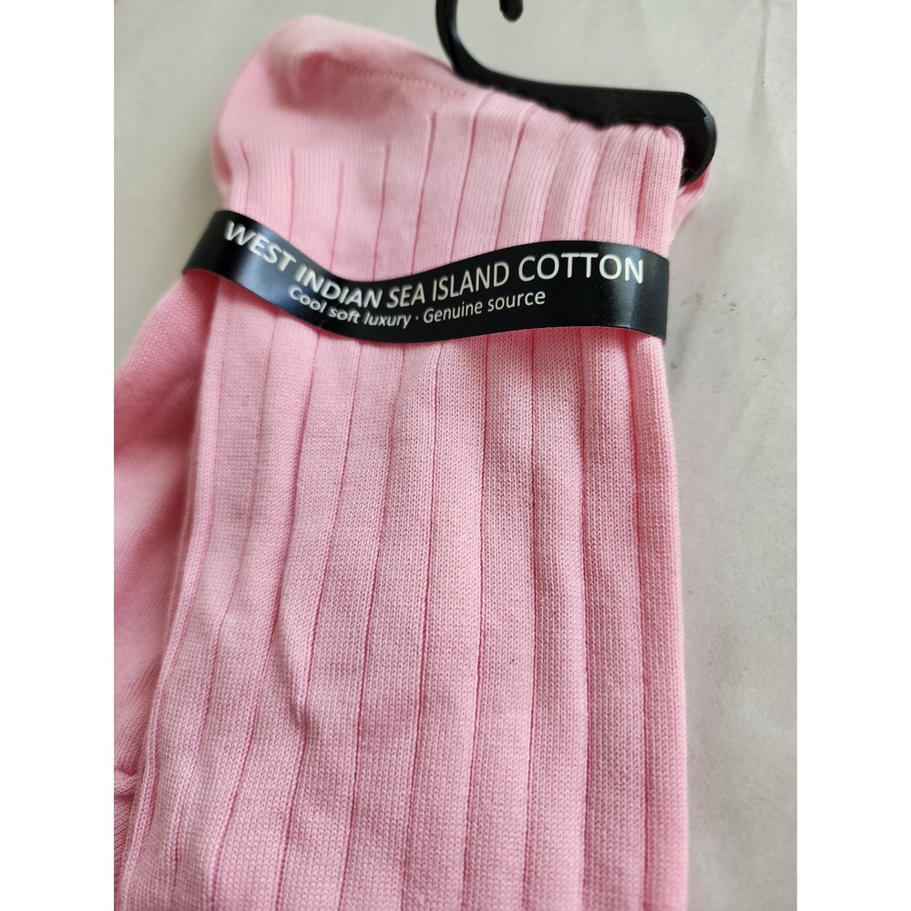 Pantherella Sea Island Cotton Ribbed Socks Pink Medium Made in England